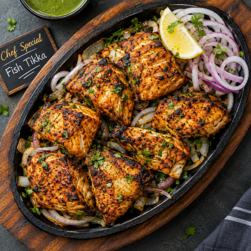 Grilled chef's special fish tikka