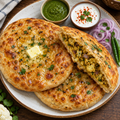 Golden flaky gobhi onion stuffed kulcha